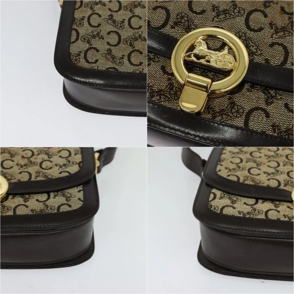 CELINE C Sulky Shoulder Bag Canvas Brown gold Auth - Picture 14 of 15